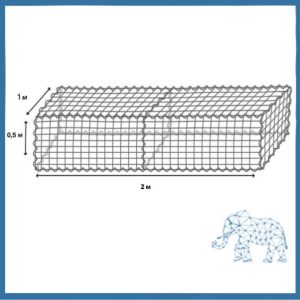 Сварной габион — 2х1х0,5 (цинк, 3 мм, ячейка 50х50)