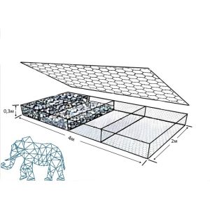 Габион Матрац Рено - 4 х 2 х 0,3 (цинк 2,7 мм, ячейка 8х10)